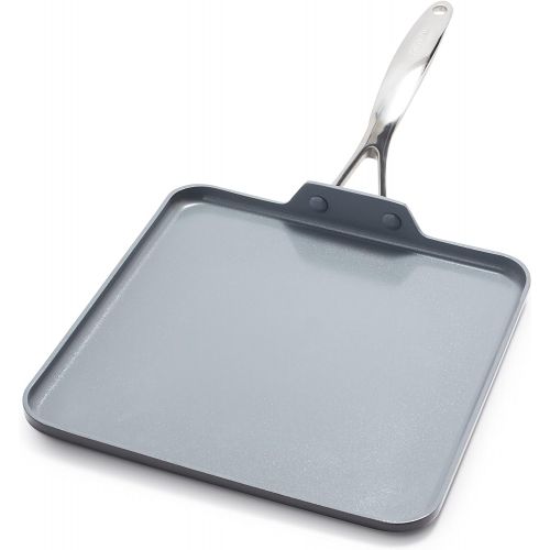  GreenPan Valencia Pro Hard Anodized Healthy Ceramic Nonstick 11 Griddle Pan, PFAS-Free, Induction, Dishwasher Safe, Oven Safe, Gray