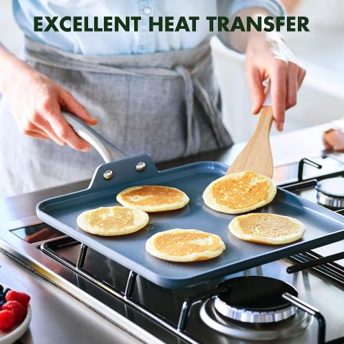  GreenPan Lima Hard Anodized Healthy Ceramic Nonstick 11 Griddle Pan, PFAS-Free, Oven Safe, Gray