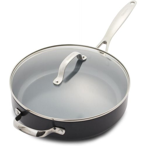  GreenPan Valencia Pro Hard Anodized Healthy Ceramic Nonstick 4.5QT Saute Pan Jumbo Cooker with Lid, PFAS-Free, Induction, Dishwasher Safe, Oven Safe, Gray
