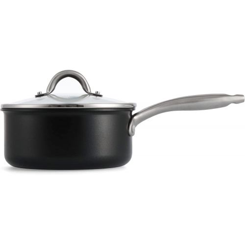  GreenPan Prime Midnight Hard Anodized Healthy Ceramic Nonstick, 3QT Saucepan Pot with Lid, PFAS-Free, Dishwasher Safe, Oven Safe, Black