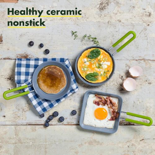 GreenPan Mini Healthy Ceramic Nonstick, 5 Square Egg Pan, PFAS-Free, Dishwasher Safe, Stay Cool Handle, Black