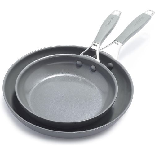  GreenPan York Hard Anodized Healthy Ceramic Nonstick Gray Frying Pan/Skillet Set, 8 and 10