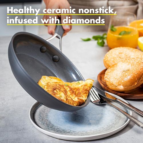  GreenPan York Hard Anodized Healthy Ceramic Nonstick Gray Frying Pan/Skillet Set, 8 and 10