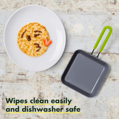  GreenPan Mini Healthy Ceramic Nonstick, 5 Square Egg Pan, PFAS-Free, Dishwasher Safe, Stay Cool Handle, Black