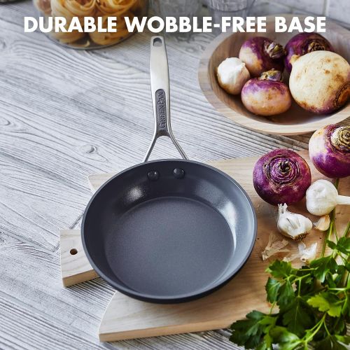  GreenPan Paris Pro Hard Anodized Healthy Ceramic Nonstick, 8 Frying Pan Skillet, PFAS-Free, Dishwasher Safe, Grey