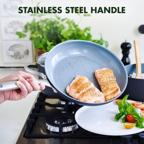  GreenPan Lima Hard Anodized Healthy Ceramic Nonstick 8 Frying Pan Skillet, PFAS-Free, Oven Safe, Gray