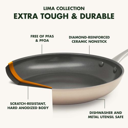  [아마존베스트]GreenPan Bronze Lima 1QT and 2QT Ceramic Non-Stick Saucepan Set