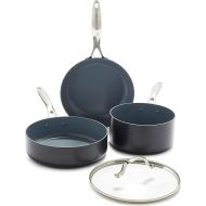 [아마존베스트]GreenPan Valencia Pro Hard Anodized Induction Safe Healthy Ceramic Nonstick Gray Cookware Pots and Pans Set, 4-Piece