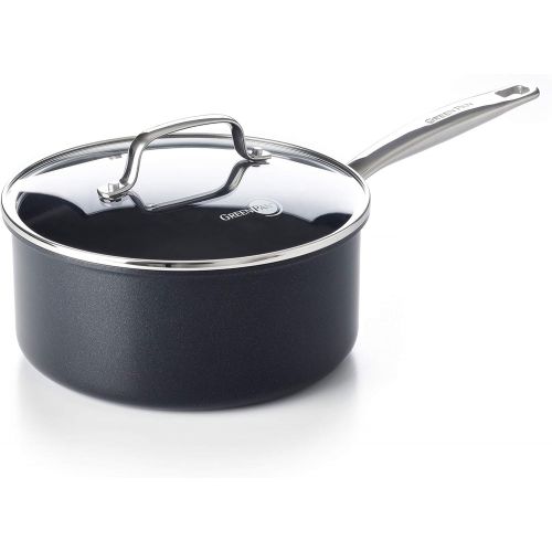  [아마존베스트]GreenPan Prime Midnight Healthy Ceramic Nonstick, Saucepan 3QT, Black