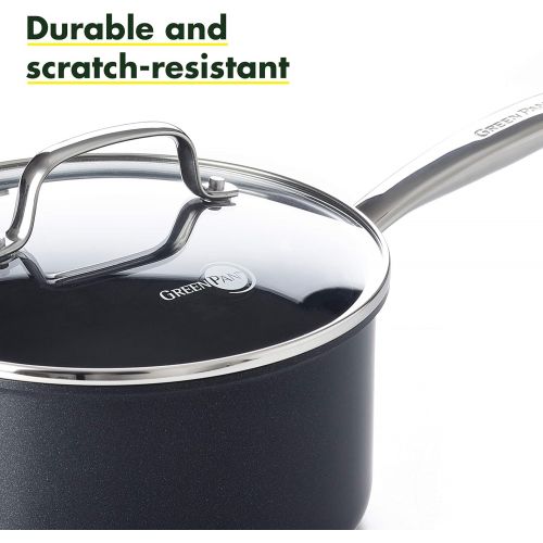  [아마존베스트]GreenPan Prime Midnight Healthy Ceramic Nonstick, Saucepan 3QT, Black