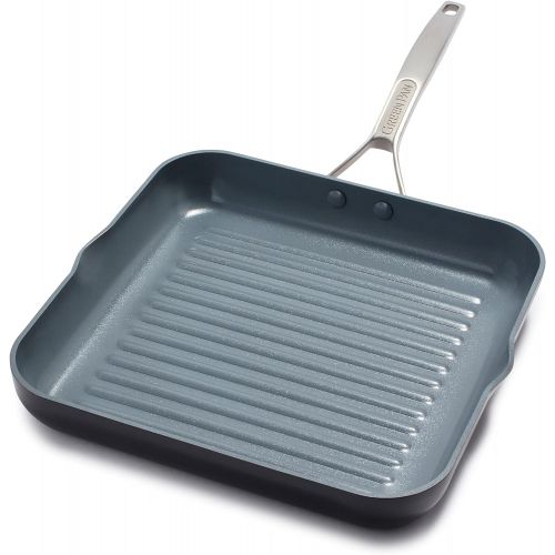  [아마존베스트]GreenPan Paris 11 Inch Ceramic Non-Stick Square Grill Pan, Gray -