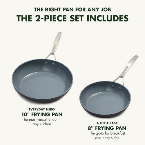  [아마존베스트]GreenPan Paris 2 Piece Ceramic Non-Stick 8 Inch and 10 Inch Open Frypan Set, Gray -