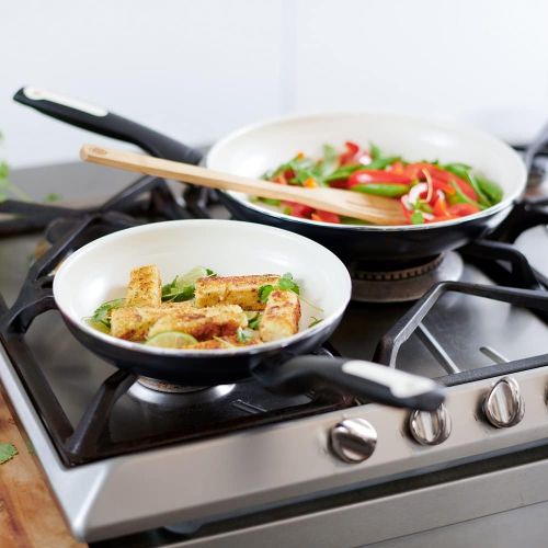  [아마존베스트]GreenPan Rio Healthy Ceramic Nonstick, Frypan Set, 8 and 10, Black