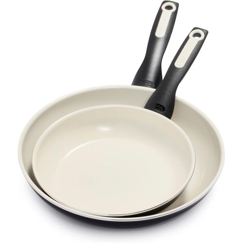  [아마존베스트]GreenPan Rio Healthy Ceramic Nonstick, Frypan Set, 8 and 10, Black