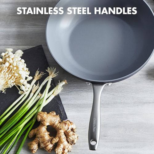  [아마존베스트]GreenPan Lima 12.5 Ceramic Non-Stick Open Wok with Helper Handle, Black -