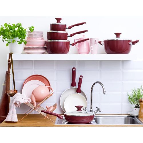  GreenPan Rio 12pc Ceramic Non-Stick Cookware Set, Burgundy