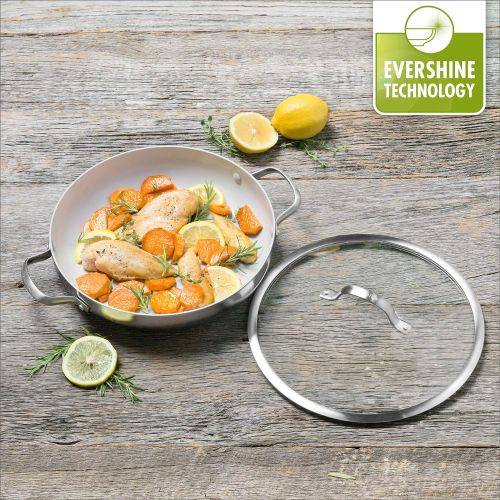  GreenPan CC000014-001 Venice Pro Stainless Steel 100% Toxin-Free Healthy Ceramic Nonstick Metal Utensil/Dishwasher/Oven Safe Covered Everyday Pan, 12-Inch, Light Grey