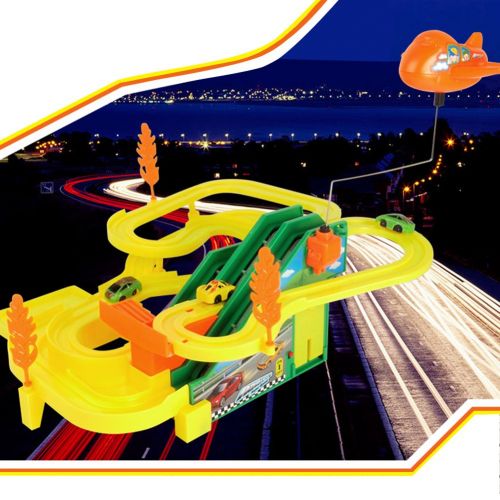  GreenSun TM 1Set Mini DIY Assemble Race Track with Car Kids Handwork Racing Lighting Music Sound Car Game Electric Car Racing Track Toy