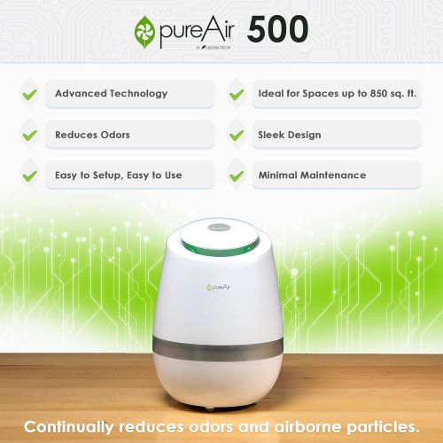  Greentech Environmental pureAir 500 - Portable Air Purifier and Air Cleaner, Air Purifiers for Home, Office, and Bedroom, For Spaces Up to 850 Square Feet, Neutralizes Tough Odors,