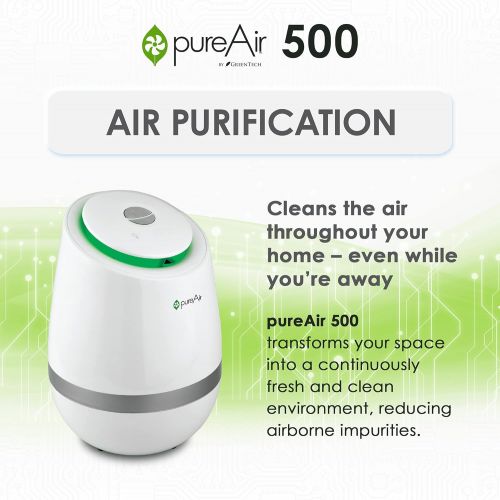  Greentech Environmental pureAir 500 - Portable Air Purifier and Air Cleaner, Air Purifiers for Home, Office, and Bedroom, For Spaces Up to 850 Square Feet, Neutralizes Tough Odors,