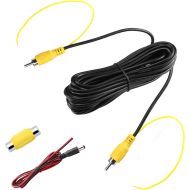 [아마존베스트]GreenYi RCA Video Cable for Car Monitor and Reverse Backup Rear View Camera Connection (19.69FT / 6M), AV Extension Cable with Yellow RCA Video Female to Female Coupler and Power C