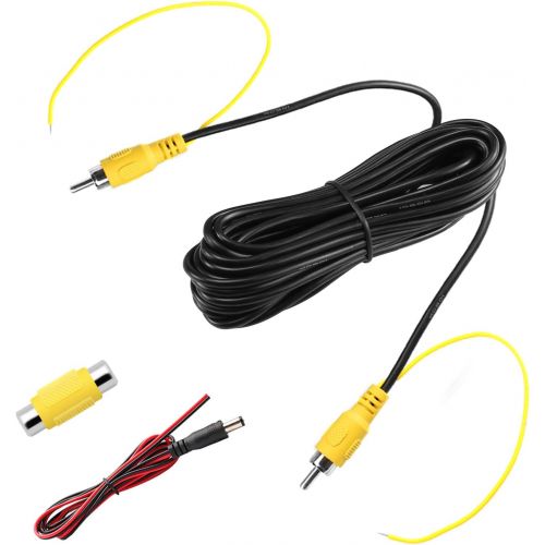  [아마존베스트]GreenYi RCA Video Cable for Car Monitor and Reverse Backup Rear View Camera Connection (19.69FT / 6M), AV Extension Cable with Yellow RCA Video Female to Female Coupler and Power C