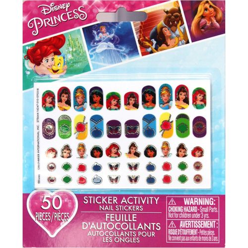  Greenbrier (1) Sheet Sticker Activity Nail Stickers Disney Princess Ariel, Belle, Cinderella, Jasmine 50 Pieces per Sheet