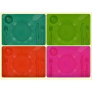 Greenbrier International Colorful 4-in-1 Plastic Picnic Trays with Built-In Utensils, 4-ct Set