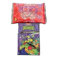 Greenbrier International Valentines Day Classroom Exchange Gift Set***Ninja Turtle Valentines Cards, 32 Valentine Cards***Featuring An Assortment of 8 Fun Design WITH a (35ct) Bag of Charms Lollipops