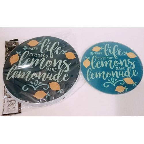  Greenbrier International Electric Stove Burner Covers Set of 4pcs Choice of 3 Styles Grow Where Your Planted,Wine is My Favorite Fruit &When Life Gives You Lemon Make Lemonade (Lemon)