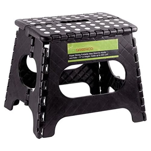  [아마존베스트]Greenco Super Strong Foldable Step Stool for Adults and Kids, 11, Black