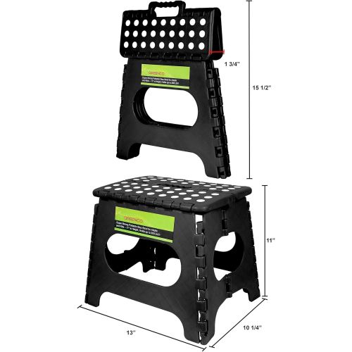  [아마존베스트]Greenco Super Strong Foldable Step Stool for Adults and Kids, 11, Black