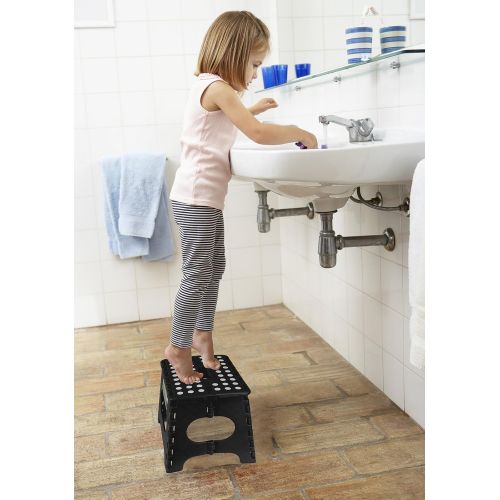  [아마존베스트]Greenco Super Strong Foldable Step Stool for Adults and Kids, 11, Black