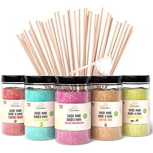  [아마존베스트]Greendoso Sugar Floss Sugar, Aroma Sugar 1kg Cola for Cotton Candy Machine + 50 Sticks (30cm) + 1 Measuring Spoon