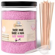 [아마존베스트]Greendoso - Candy Floss Sugar, Flavoured Sugar 1 kg Raspberry for Candy Floss Machine + 50 Sticks (30 cm) + 1 Measuring Spoon