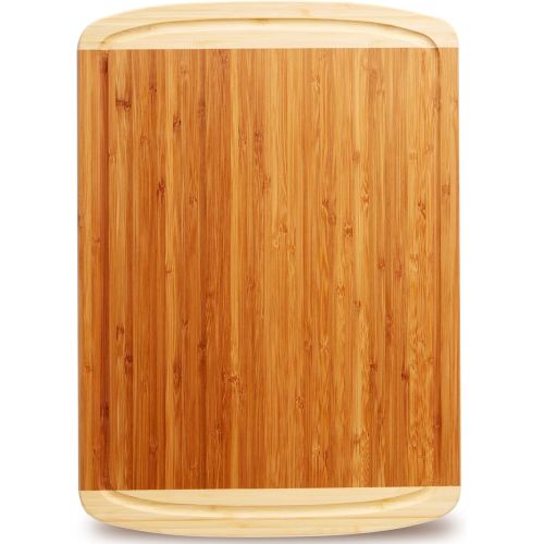  Greener Chef Extra Large Bamboo Cutting Board Lifetime Replacement Cutting Boards for Kitchen Organic Wood Butcher Block and Wooden Carving Board for Meat and Chopping Vegetabl