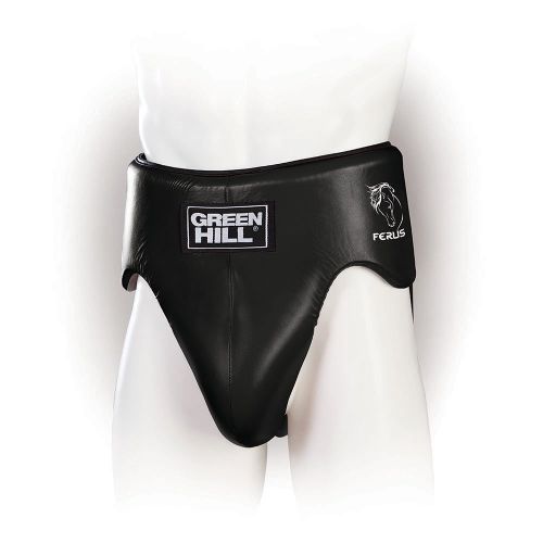  Greenhill Groin Guard and Abdominal Protector FERUS Made of Artificial Leather with Laces for Boxing, MMA, Kickboxing, and MUAITHAI