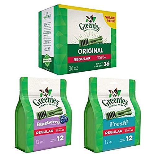  Greenies Regular Dental Dog Treats, Flavor Variety Pack (60 Treats)