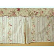 Greenland Finely Stitched Cottage Romantic Tailored Bed Skirt 15 inches Drop Floral Roses Print Pattern Cream Yellow 100 Cotton Queen Size