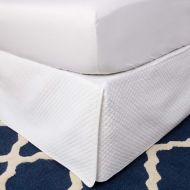 Greenland 1 Piece White Diamond Quilted Pattern 18-inch Drop Bed Skirt Queen Size, Elegant Modern Stylish Chic Textured Theme Bedskirt, Geometric Design Bed Valance, Casual Style, Solid Colo