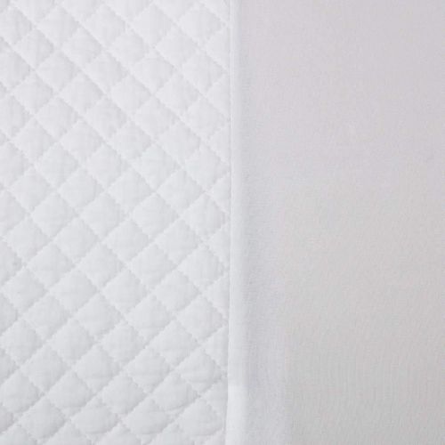  Greenland 1 Piece White Diamond Quilted Pattern 18-inch Drop Bed Skirt Queen Size, Elegant Modern Stylish Chic Textured Theme Bedskirt, Geometric Design Bed Valance, Casual Style, Solid Colo