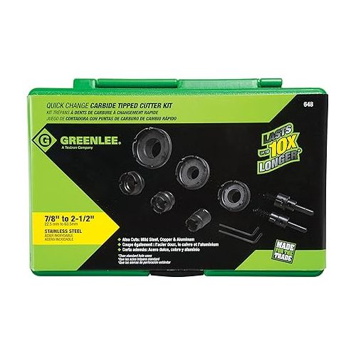  Greenlee - Carbide Cutter, Qck Chnge, 8Pc, Hole Making (648)