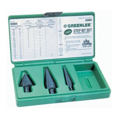  Greenlee 35884 Kwik Stepper Step Bit Kit, 3 Piece