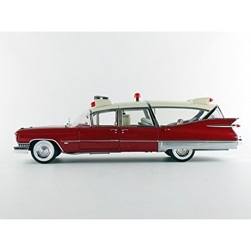  Greenlight Collectibles Precision Collection - 1959 Cadillac Ambulance (1:18 Scale), RedWhite