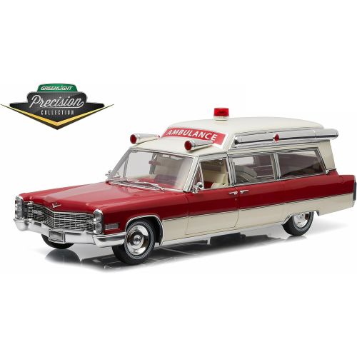  Greenlight GreenLight Precision Collection 1966 Cadillac S&S 48 High Top Ambulance Vehicle, RedWhite