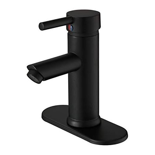  Greenspring Black Bathroom Faucet Farmhouse Single Handle Lavatory Basin Vanity Sink Faucet with Supply Line Lead-Free