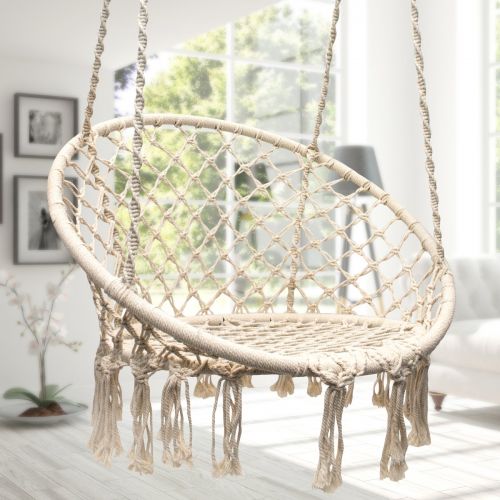  Greenstell Sorbus Hammock Chair Macrame Swing, 265 Pound Capacity, Perfect for Indoor/Outdoor Home, Patio, Deck, Yard, Garden