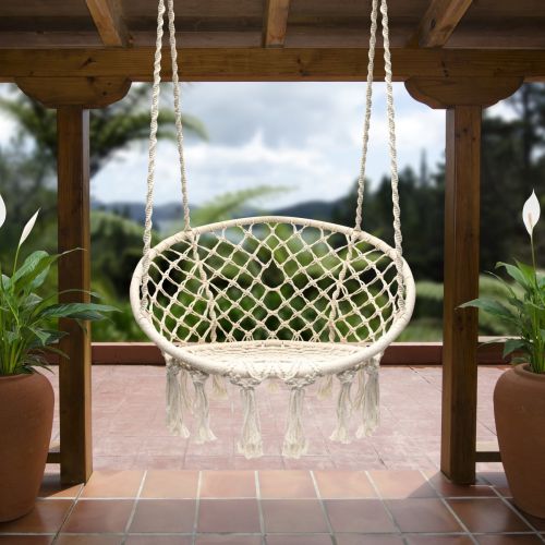  Greenstell Sorbus Hammock Chair Macrame Swing, 265 Pound Capacity, Perfect for Indoor/Outdoor Home, Patio, Deck, Yard, Garden