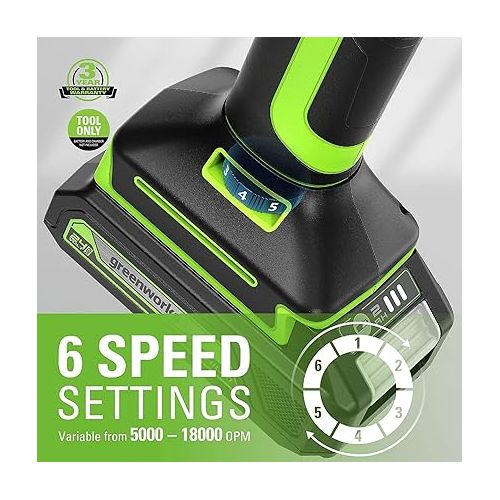  Greenworks 24V Cordless Multi-Tool, Oscillating Tool for Cutting/Nailing/Scraping/Sanding with 6 Variable Speed Control, With 13 Accessories, Battery and Charger Sold Separately