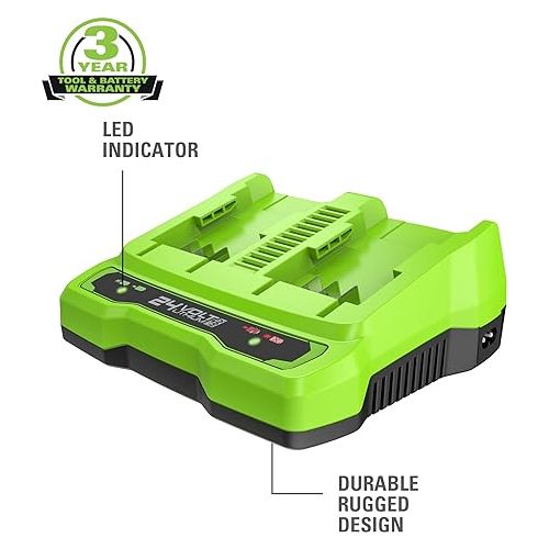  Greenworks 24V 4.0Ah USB Battery (2-Pack) Starter Kit + Dual Port Rapid Charger (Genuine Greenworks Parts)